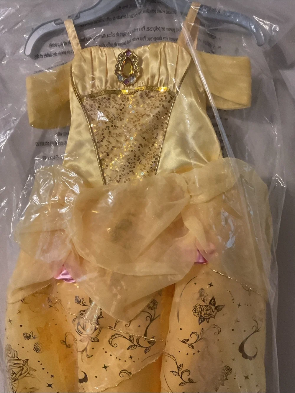 Disney Belle new in package sz girls 5/6 Yellow Sparkle Princess Costume Dress